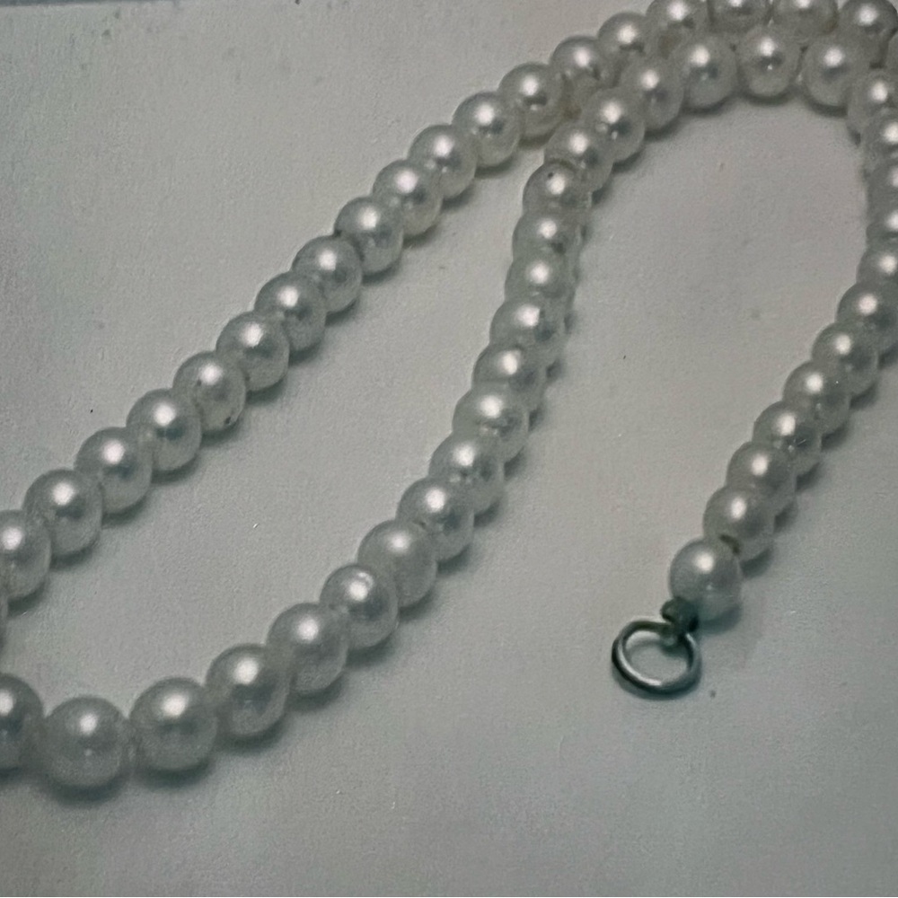 Akoyo Pearl Necklace 15in 60 total cream  sterling silver jump ring clasp